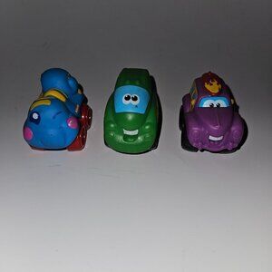3 Soft Plastic Toy Vehicles Lot Tonka Chuck & Friends Playskool Mini Wheels